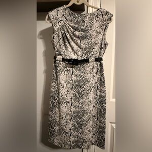 Elegant Saks 5th Avenue Snake Print Dress with Belt